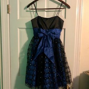 Betsy and Adam short navy/black formal prom dress